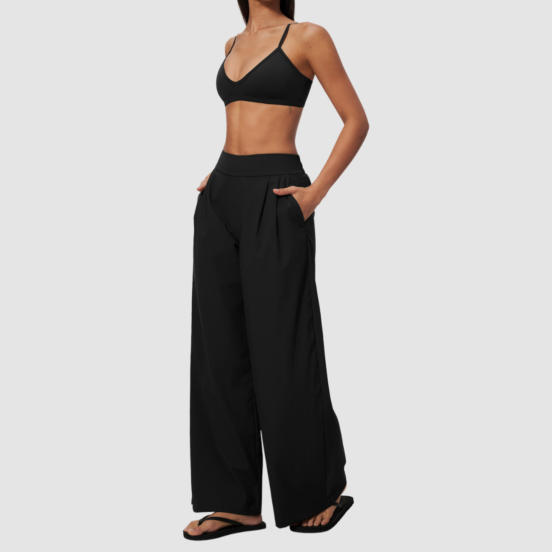 Wholesale Women's Brushed Cross-Back Bra & Wide-Leg Pants Yoga Set
