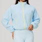 Wholesale Women's Activewear Plush Stand-Collar Zip Cropped Sports Jacket