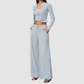Wholesale Women's Stripe Yoga Bra & Wide-Leg Pants & Jacket 3-Piece Set