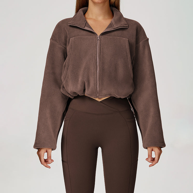 Stand collar windproof polar fleece jacket