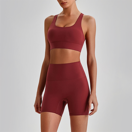 Wholesale Women's Quick-Dry Naked Feel Vest+Fitted Biker Shorts Yoga Set