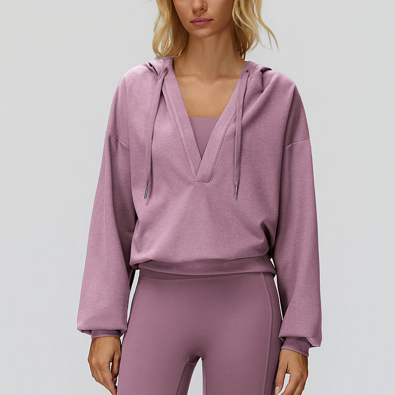 V-neck hooded outdoor sports jacket