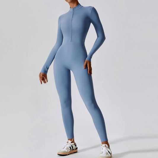 Wholesale Zipper stand collar long-sleeved jumpsuit | Wonderxfans bulk activewear
