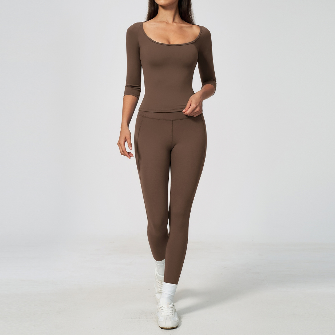 Wholesale Women's Mid-Sleeve Long Pants Yoga Set