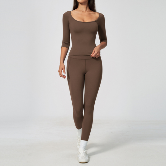Wholesale Women's Mid-Sleeve Long Pants Yoga Set