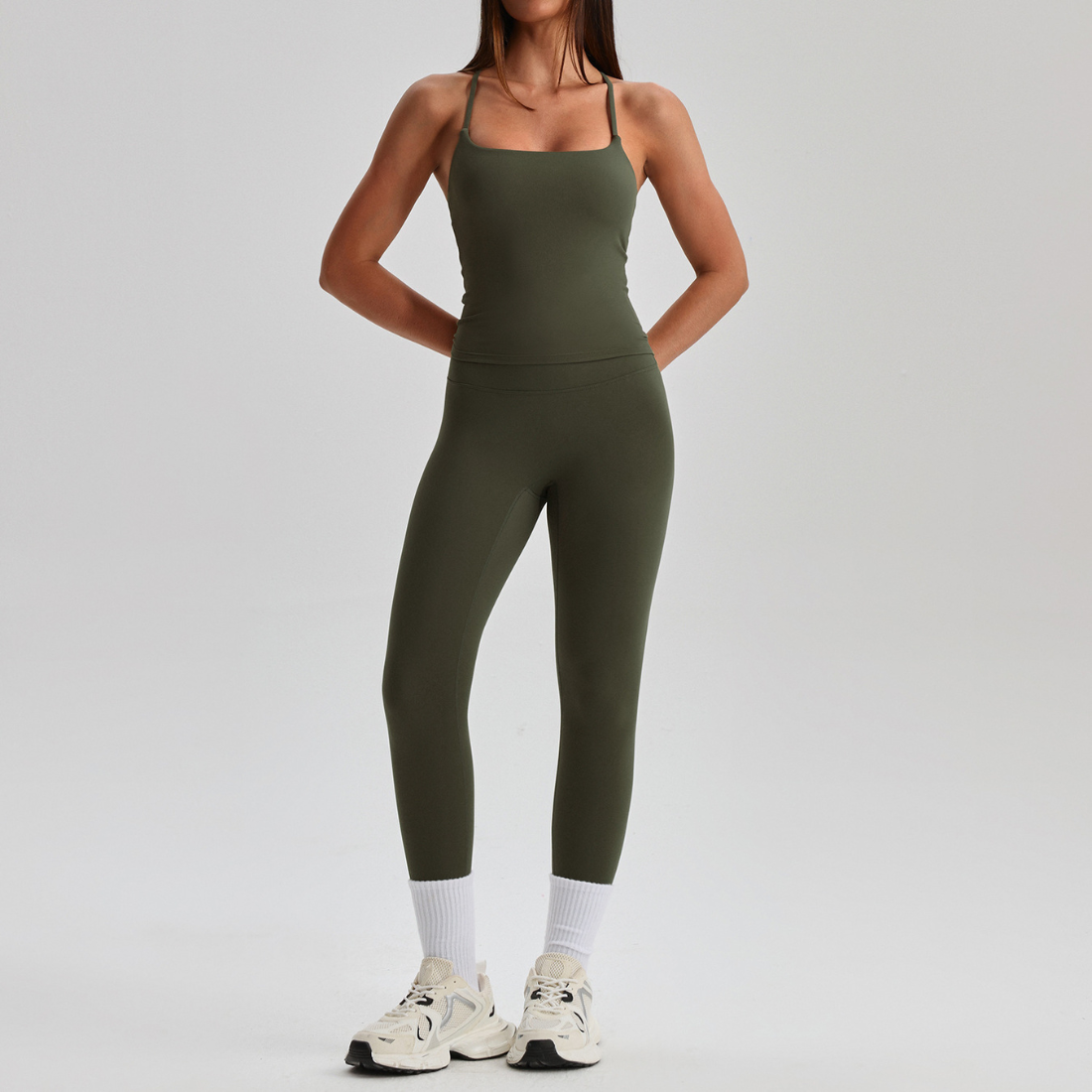 Women's Activewear Padded Sleeveless Top & Straight-Leg Pants Yoga Set