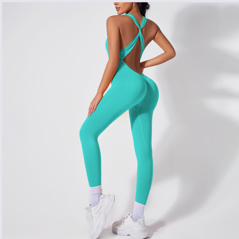 Yoga Bodycon V-neck Sports Jumpsuit