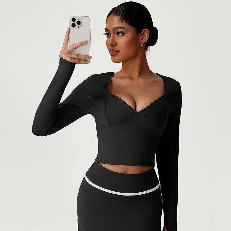 Wholesale women's V-neck long-sleeved tops