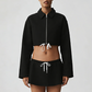 Wholesale Cotton-Blend Drawstring Zip Jacket & Mini Skirt Set – 2-Piece Casual Sports Matching Set