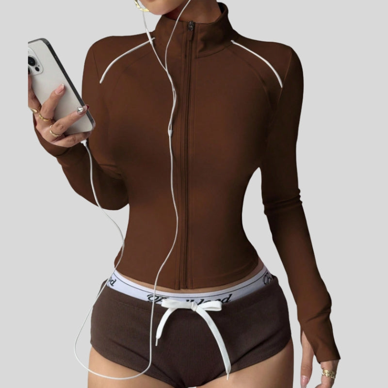 Contrast Color Athletic Slim-Fit Sport Jacket