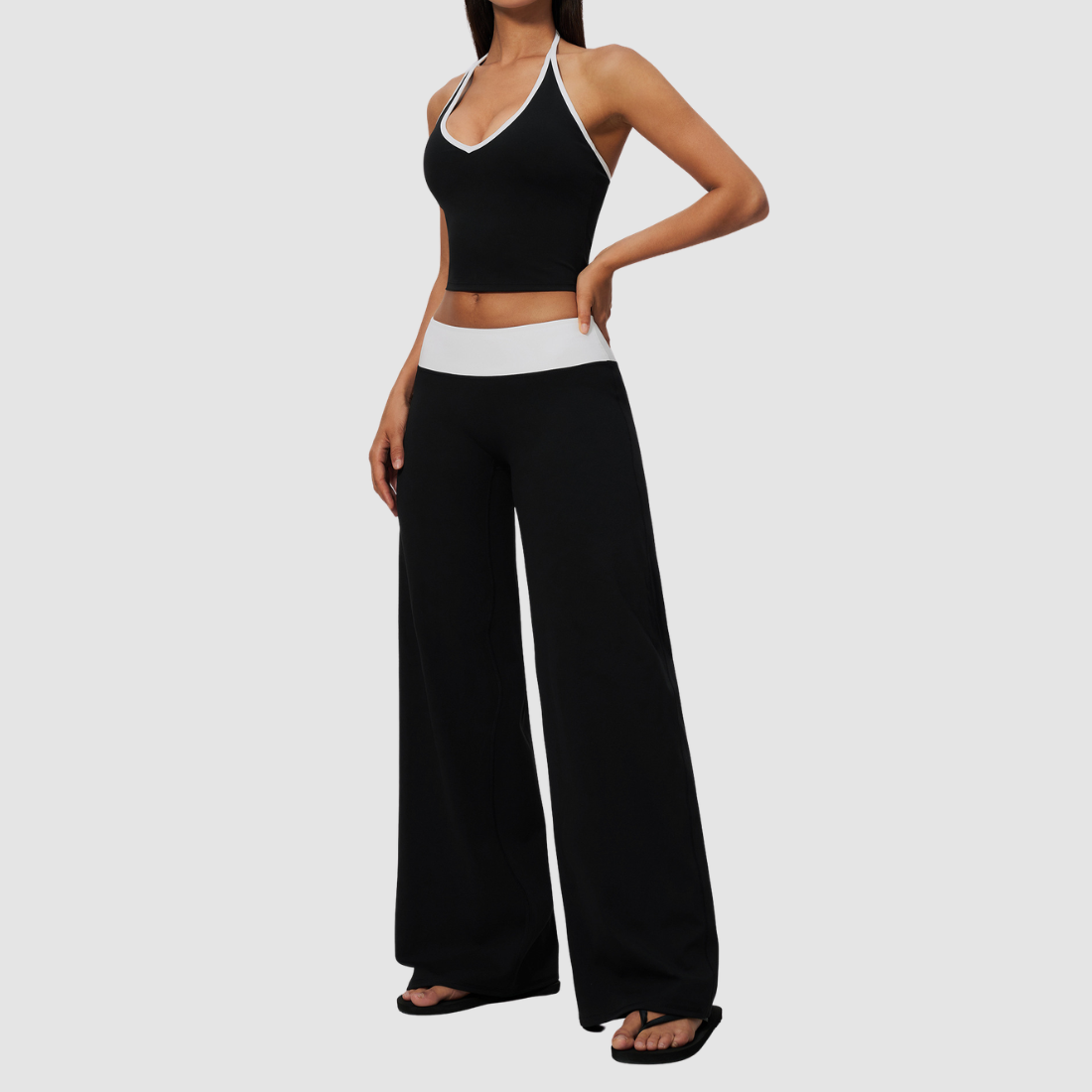 Wholesale Women’s Halter Contrast Yoga Set – Tank & Long Pants
