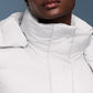 Detachable-hood relaxed-fit down jacket