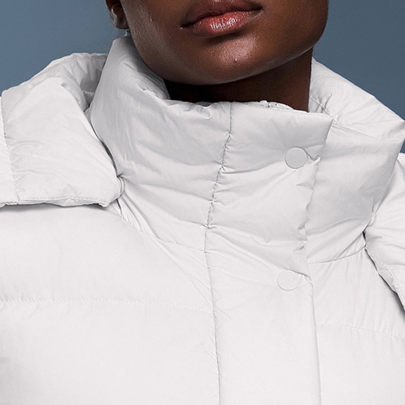 Detachable-hood relaxed-fit down jacket
