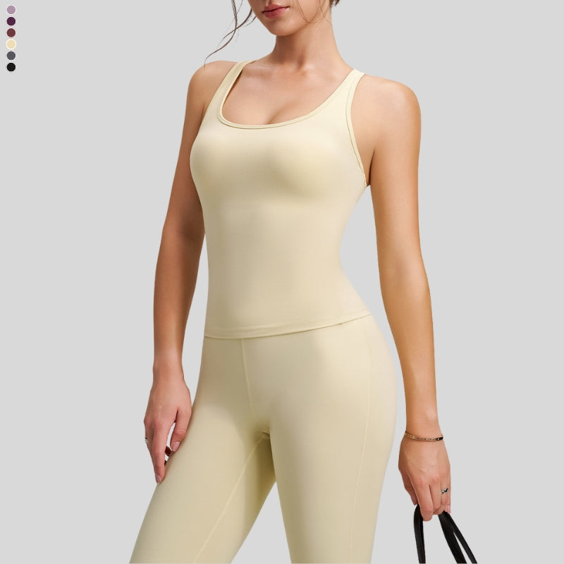 Cross-back strap tank top