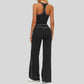 Contrasting racerback tank top+ High-waisted wide-leg pants 2-piece set