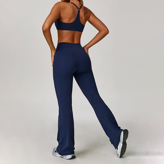 Brushed yoga bra + Flared Leg pants 2-piece set