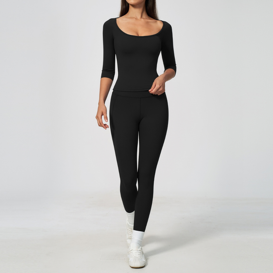 Wholesale Women's Mid-Sleeve Long Pants Yoga Set