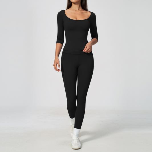 Wholesale Women's Mid-Sleeve Long Pants Yoga Set