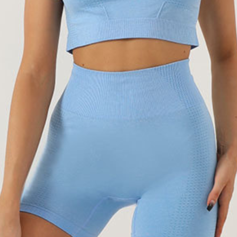 Seamless I-shaped backless bra and shorts two-piece set