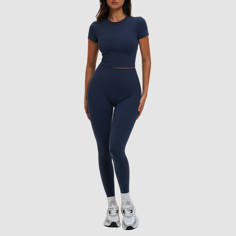 Wholesale solid color short-sleeved T-shirt + leggings