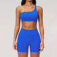 Wholesale Seamless One-Shoulder Sports Bra & High-Waist Biker Shorts Set – Quick-Dry Yoga 2-Piece