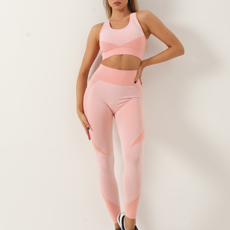 Calças de ioga + conjunto de duas peças com sutiã zip esportivo