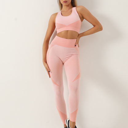 Calças de ioga + conjunto de duas peças com sutiã zip esportivo