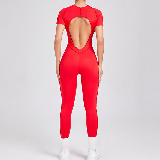 Wholesale Short-sleeved backless leggings bodysuit | Wonderxfans bulk activewear