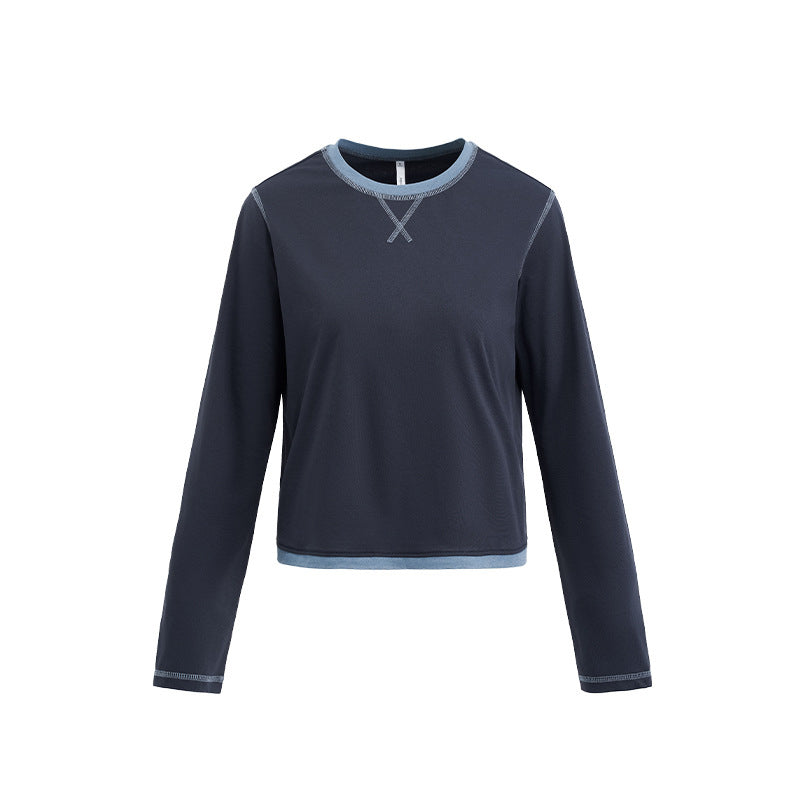 Contrast color quick-drying long-sleeved bottoming T-shirt