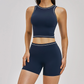Wholesale Color Block Yoga Halter Vest + Shorts 2-Piece Set