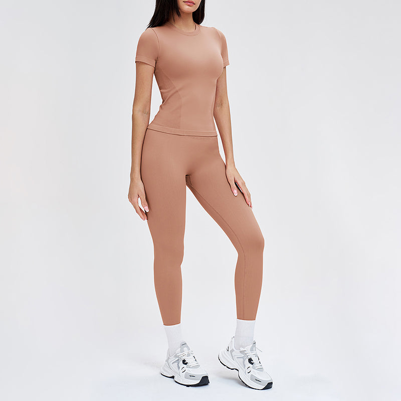 Wholesale solid color round-neck T-shirt + leggings