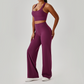 Wholesale Women's Peach Lift High Waist Flare Pants Yoga Set – Cross Back Sports Bra 0258
