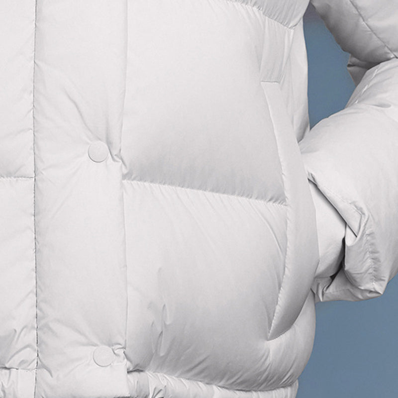 Detachable-hood relaxed-fit down jacket