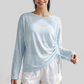Wholesale Women's Side Drawstring Long Sleeve Yoga Top