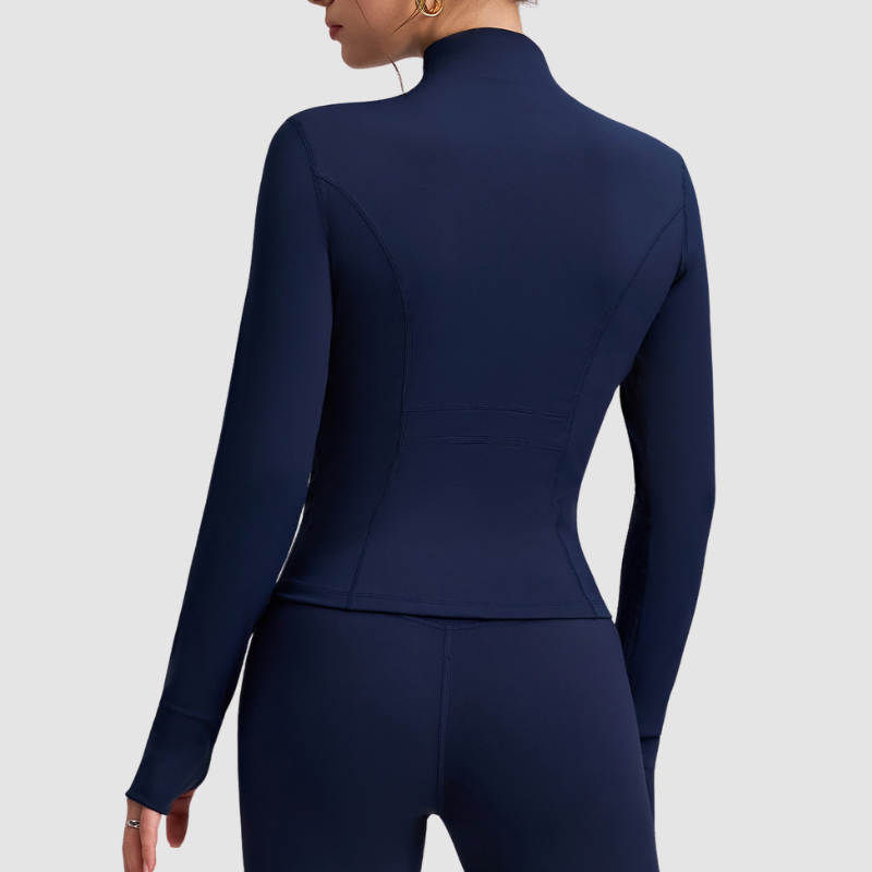 Slim-fit stand-up zip-up jacket