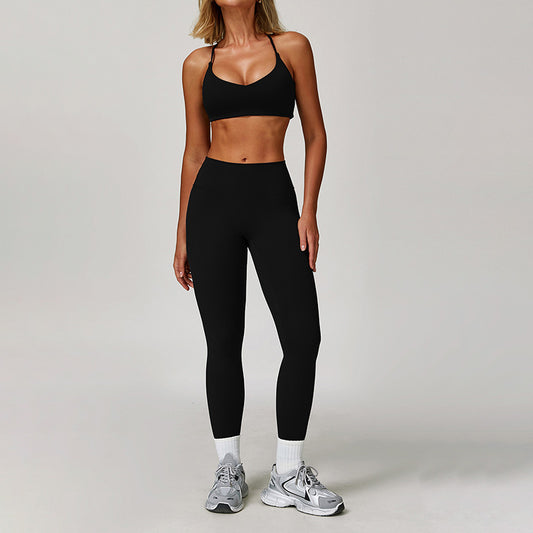 Brushed yoga bra + high waist leggings 2-piece set