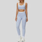 Contrast color sports bra + sports legginggs 2-piece set