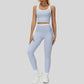 Two-piece contrasting sports tank top+sports leggings 2-piece set