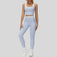 Two-piece contrasting sports tank top+sports leggings 2-piece set