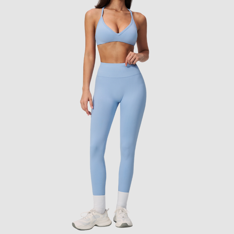 Wholesale Women's Seamless Sports Bra and Leggings Set – Open-Back Yoga Set