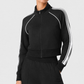 Wholesale Women's Activewear Color-Block Stand-Collar Zip Pocket Cropped Sports Jacket