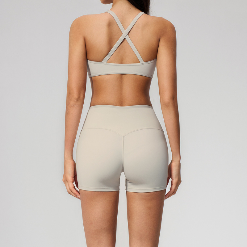 Wholesale Women's Sports Bra and Shorts Set – Creamy Brushed Fabric Fitness Set