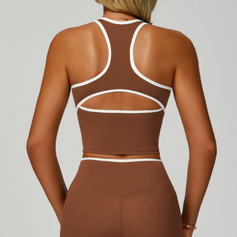 Wholesale Women's Color-Block Open-Back Sports Vest – Seamless Cutout Activewear