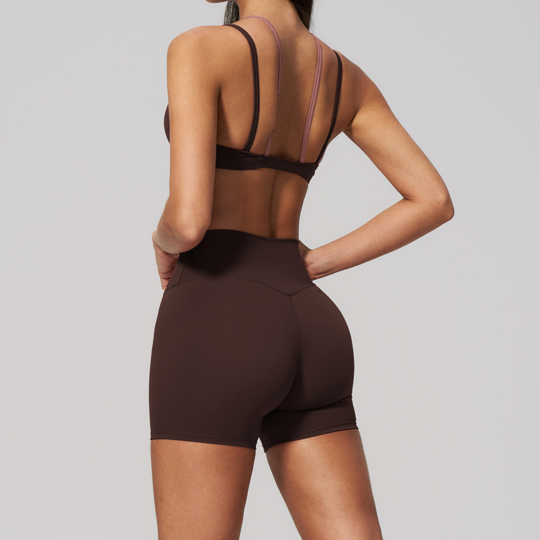 Wholesale Wholesale Triangle Cup Yoga Set – Naked-Feel Seamless Bra+ Fitness Shorts