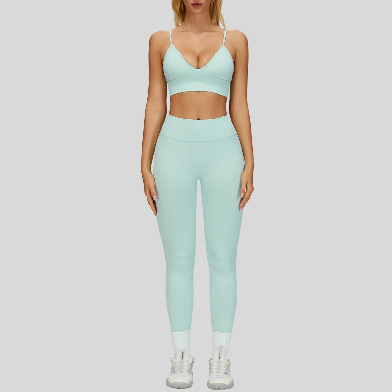 seamless Sports Bra + High-waisted leggings 2-Piece Set