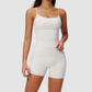 Wholesale Seam-Detail Racerback Tank Top & High-Waist Biker Shorts Set – Brushed Yoga 2-Piece