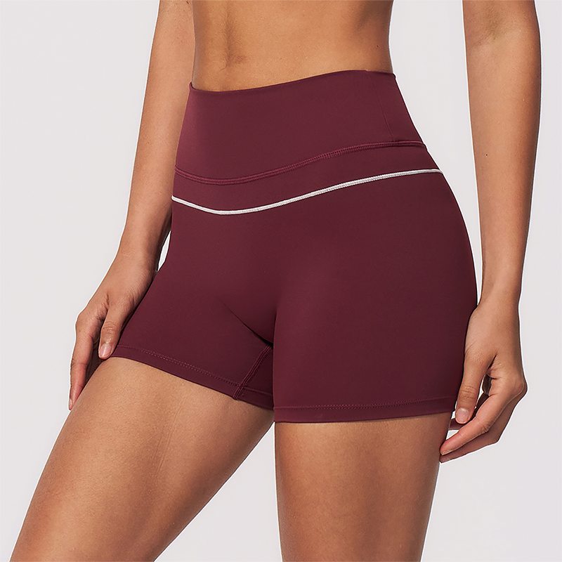 Wholesale Women's Brushed Yoga Shorts – Colorblock Tummy Control Butt Lift