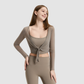 Wholesale Women's Tie-Front Yoga Top & Built-In Cup Bra Set