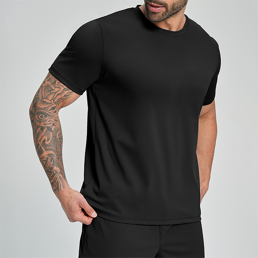 Wholesale Men's Drop-Shoulder Round-Neck Athletic T-Shirt – Breathable Workout Tee