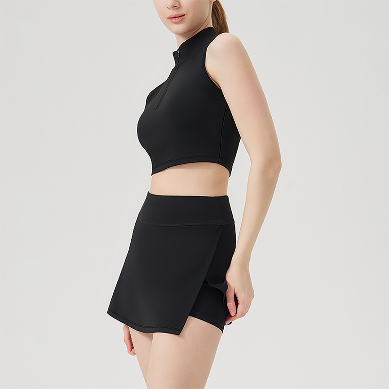 Wholesale Women's Short Sleeve Yoga Top & Tennis Skirt Set – Quick-Dry Sporty Two-Piece